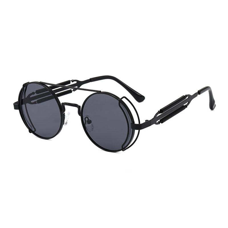 SHAUNA Retro Metal Punk Sunglasses Round Women Gothic Spring Steampunk Shades Men UV400