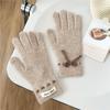 New Solid Color Gloves For Women In Winter Versatile For Students Cute Five Finger Knitted Knitted Couple Touchscreen Cute Warm Cycling