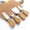 4pcs/set Wood Handle Knife Sets Oak Bamboo Cheese Cutter Knife Slicer Kit Kitchen Cheese Stainless Steel Knife Kitchen Tools