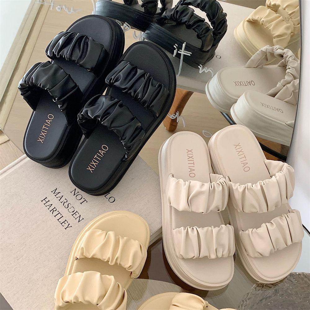 Slides with Heel Outside Summer 2024 Soft Height Women's Slippers and Ladies Sandals Off White Shoes I F Waterproof Shoe Unique