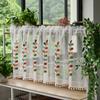 Embroidery Leaves Short Kitchen Curtain with  Lace Design for Small Window Rod Pocket Vintage Cafe Tier Curtain Panels for Cabinet Door