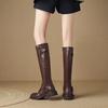2025 Wasteland British Style Women's Over-the-Knee Riding Boots, Round-Toe, Chunky Mid-Heel, Slimming, Versatile for Autumn/Winter