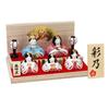 Osaka Choseido Original Compact Mini Hina Doll with Nameplate and Wooden Tag Ceramic Flower Pattern (Sent Separately)