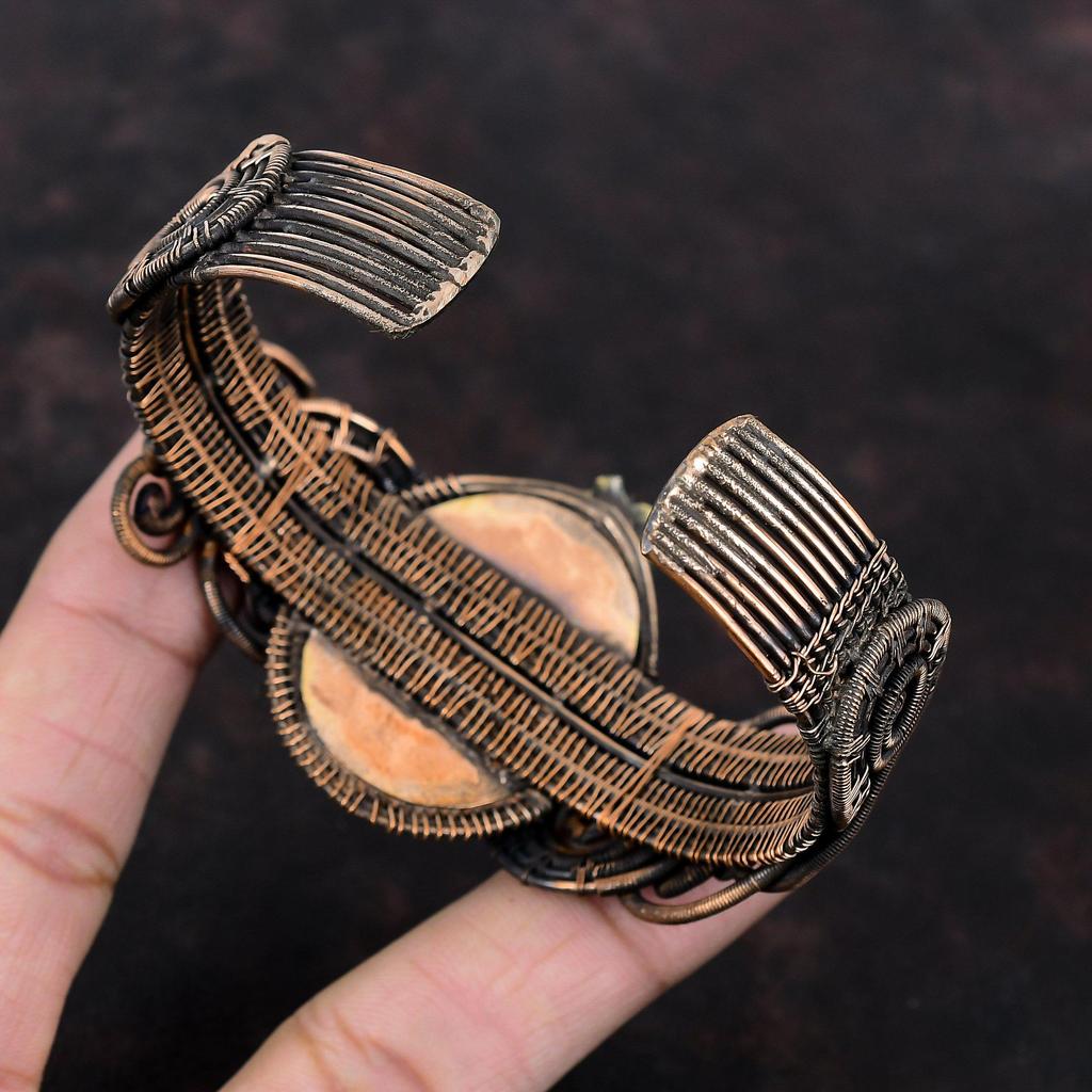 Selenite Druzy Cuff Bracelet Adjustable Gemstone Bangle Copper Wire Wrapped Cuff Bracelet Handmade Flower Bracelet Copper Jewelry For Gifts