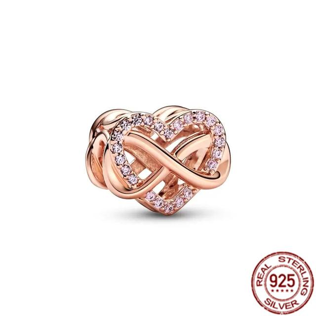 Sparkling Leveled Heart & Family Infinity Red Heart Charm 925 Sterling Silver Women Jewelry Beads Fit Original Fasion Bracelet