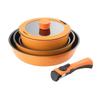 Сковорода для жарки для газовых плит Bestware Resistance, Кастрюля, Крышка, Ручка, Набор из 6 предметов, Только, Оранжевый, NM-273,