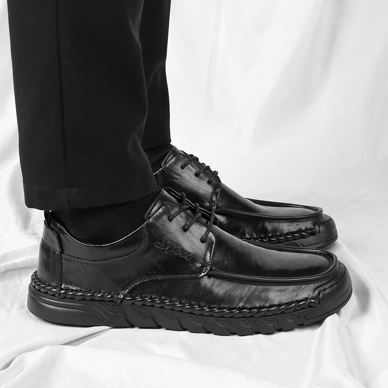 Shoes Men Lace Up Oxfords Genuine Leather Shoes Men Outdoor Flats Black Soft Designer Handmade Sewing Men Casual Shoes