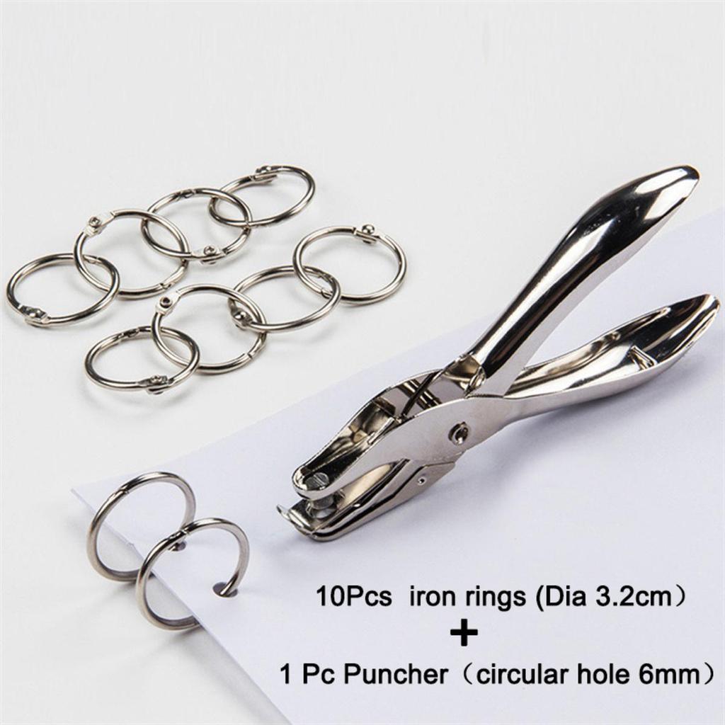 1PC 6mm Hole Puncher Portable Alloy Single Hole Punch Paper Material Scrapbooking Craft Handheld Manual Office Stationery Binding Supplies