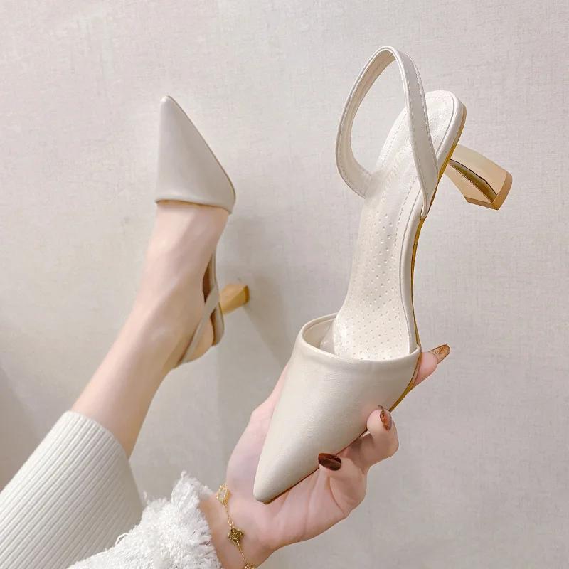 Hot Sale Shoes Female Women's High Heels Summer Party Pumps Solid Color Women Slip-on Pointed Toe Closed Toe Shoes