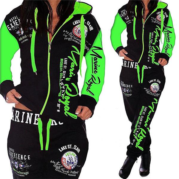 Fashion Women Clothing Women Hooded Tracksuit Printing Fashion Sets Sportswear Athletic Sets
