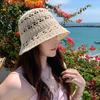 Knitted Hollow Bucket Hat Summer Sun Protection Hat Women's Outdoor Portable Foldable Sun Hat