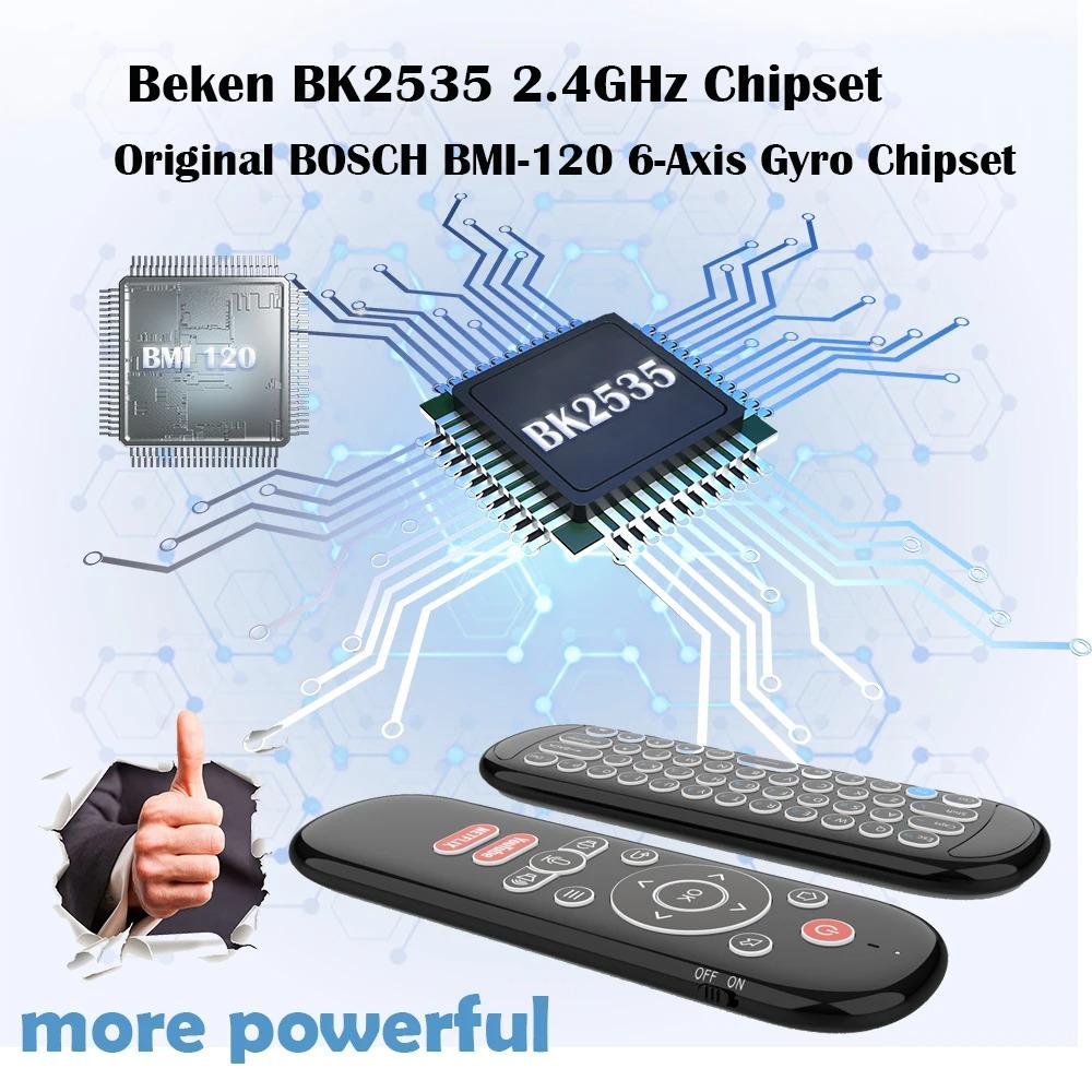 NEW W1 PLUS Air Mouse Remote Control 2.4G RF Wireless Mini Voice Control Keyboard Smart Gyroscope Keyboard Sense Anti-loss IR for Android TV Box