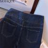 MODIQUE Spring Plus Size Women Vintage High Waist Elastic Straight Button Decoration Long Jeans Lady Basics Casual Pants Trousers