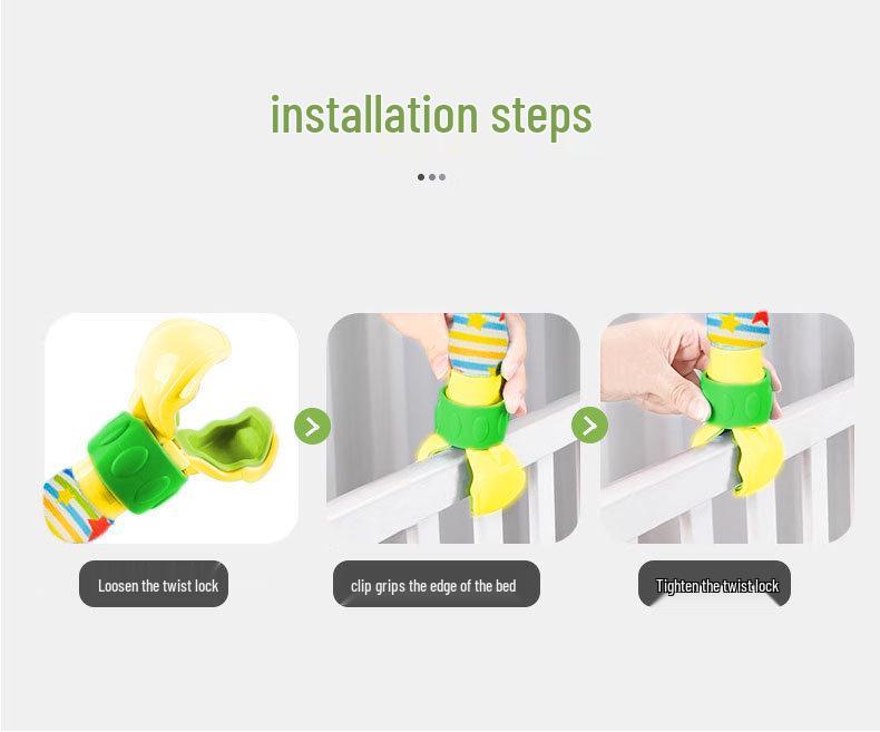 Musical Crib Mobile Toy with Clip & Rattle for Baby Stroller or Bed, 0-1 Year