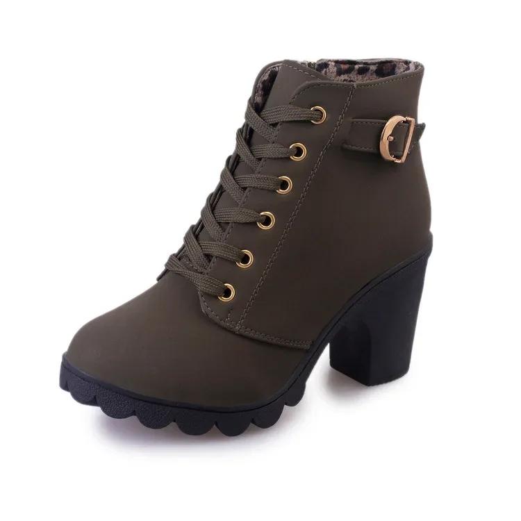 Plus Size 35-43 Winter Casual Women Pumps Warm Ankle Boots Waterproof High Heels Snow 2025 Shoes Botas Patent Botas Muje Jkm8