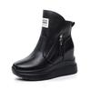 Fashion 9CM White Black Women Ankle Boots Platform Wedge Heel Booties Shoes Microfiber Leather Fashion Sneakers Shoes High Top