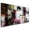 Three Piece Picture Canvas Print Woman Pastel Glamour