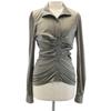 Made In Italy Long Sleeve Tack Shirt 36 Brown Gray Blouse Women Used