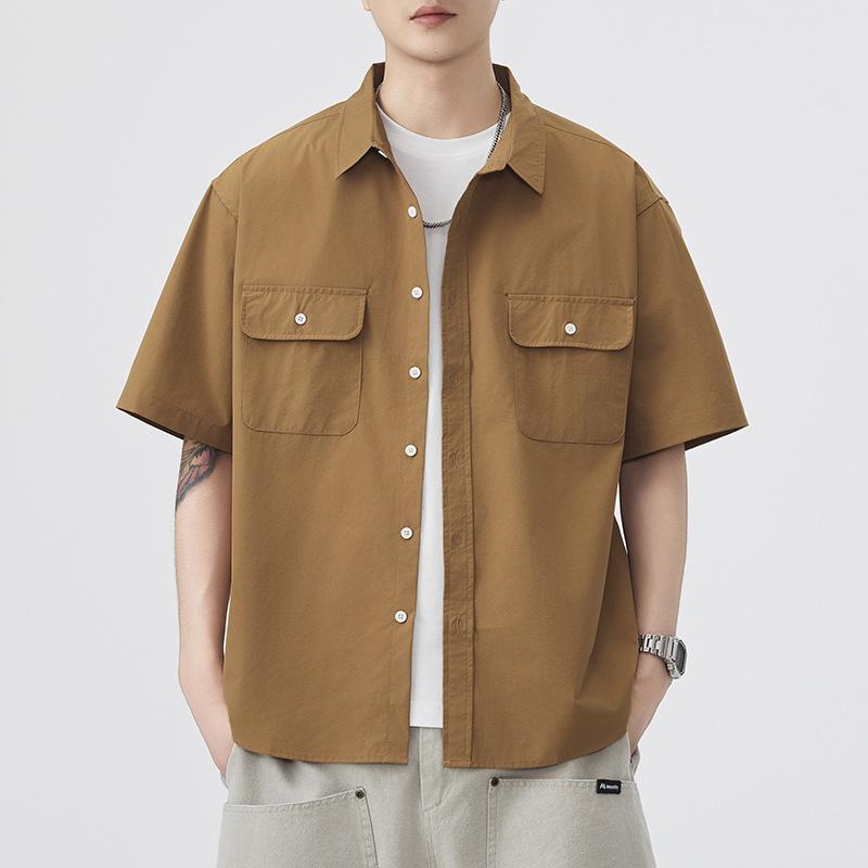 Summer Thin Japanese Retro Short-sleeved Shirt Men's American New Loose Mid-sleeved Shirt