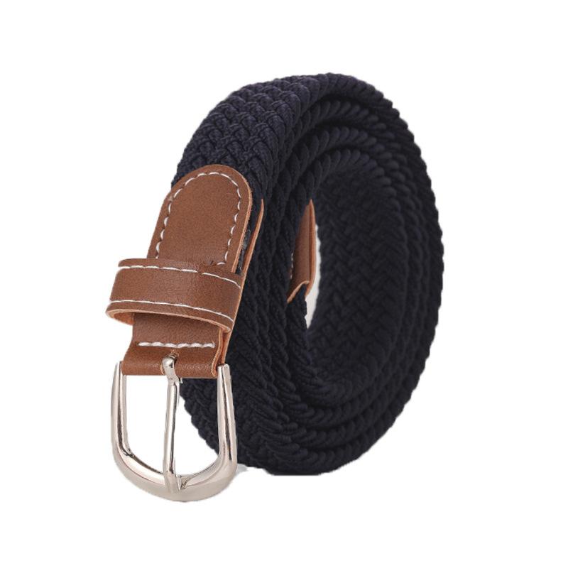 Fashion Universal Woven Thin Belt Elastic Casual Canvas Belt for Women Pants Jeans Knitted Needle Buckle Waistband Belts for Women