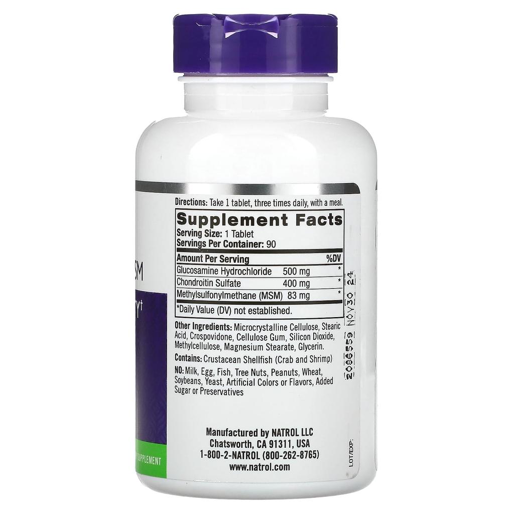 Natrol Glucosamine, Chondroitin & MSM, 90 Tablets