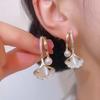 Fashion Earrings Temperament Versatile Ginkgo Biloba Earring Buckle Light Luxury Senior Sense of Earrings Silver
