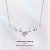 Korean Style S925 Sterling Silver Reindeer Antler Necklace - Cute Christmas Pendant Clavicle Chain