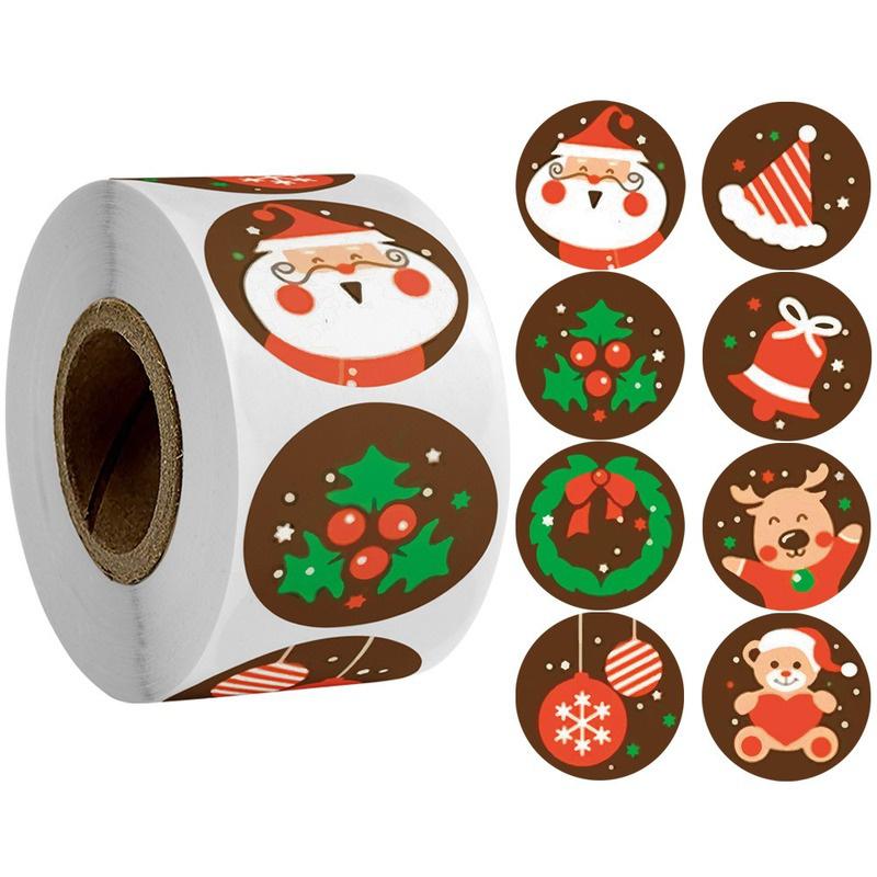 500pcs/roll Round Christmas Stickers Santa Sticker Envelope Seal Sticker