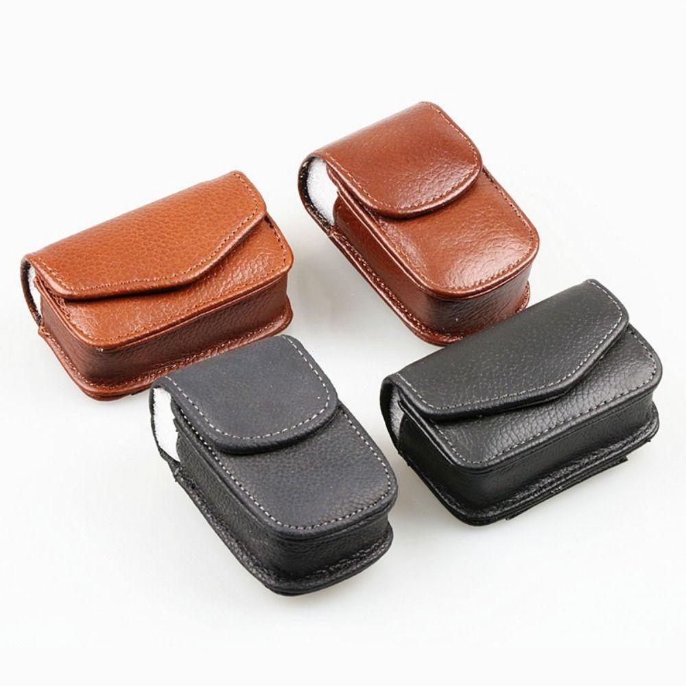 Portable Leather PU Glasses Case Belt Wearable Folding Glasses Storage Box