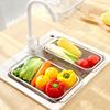 Корзина для овощей и фруктов, дуршлаг из нержавеющей стали, сушилка для посуды с выдвижной ручкой, овальная, с мелкой сеткой, инструменты