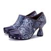 2025 Autumn/Winter New Handmade Genuine Leather Splicing Printed Rivet Fashion Women's High Heels