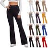 (Qunide) Women's Solid Color Yoga Pants Elastic Waist Sports Stretch Flare Running Casual Pants