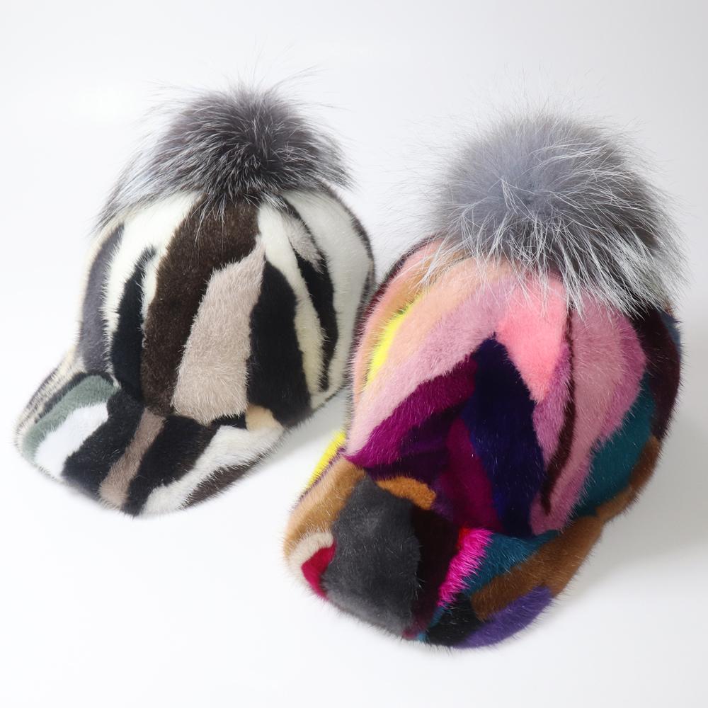 New Women Genuine Real Natural Mink Fur Hat Adult Handmade Warm Winter Baseball Cap Luxury Lady Elegant Stylish Warm Caps