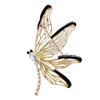 [R8170] - Designer Brooch 'Dragonfly' Black Gold - 85x50 Mm