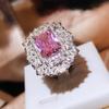 Luxury Ring for Women's AAAA Diamond Pink Zircon Ring High-quality Party Jewelry Bridal Wedding Ring Anniversary Gift