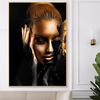 African Art Black and Golden Woman Painting On Canvas Posters and Prints Modern Wall Art Picture for Living Room Decor Cuadros