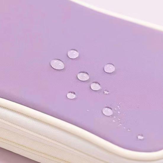 Large Capacity Pencil Case with Grid Pocket Expandable Bottom Durable Oxford Material Pen Storage Pouch