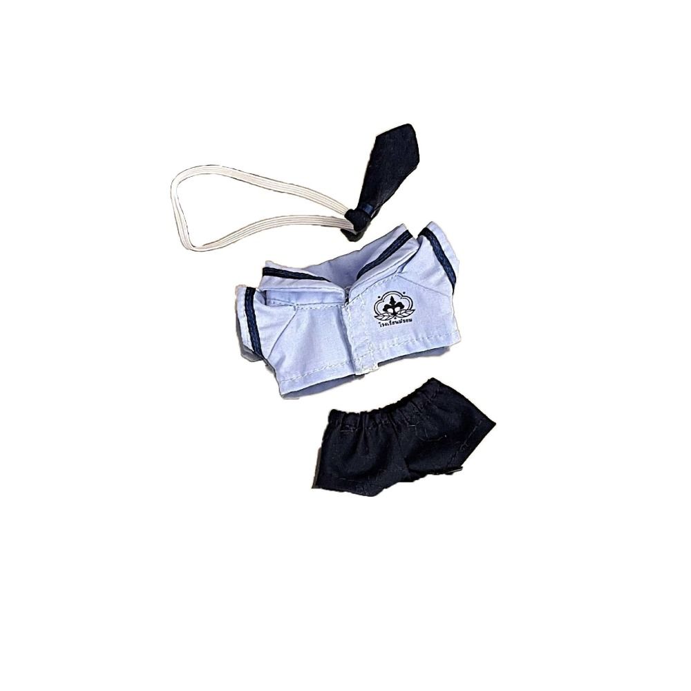 Blue Miniature School Uniform 10cm 20cm Shirt Necktie Pants Set Doll Clothes  Cotton Stuffed Doll