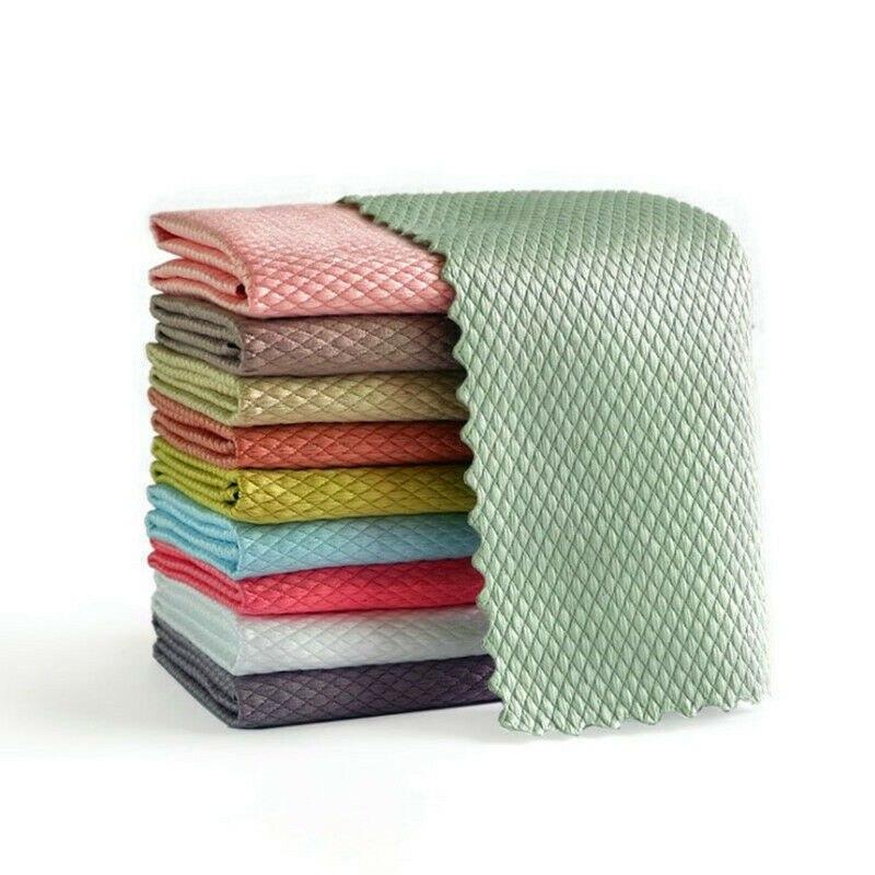 5pcs Fish Scales Design Rags Wiping Cleaning Cleaning Cloth Dust Towel Water Absorption Cloth 5pcs