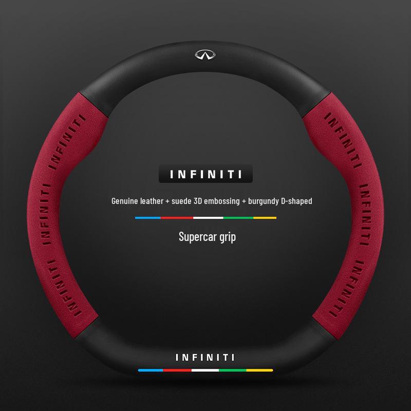 Чехол на руль для специального автомобиля Infiniti - Натуральная кожа, Замша, Углеволокно, Универсальный, Дышащий, Всесезонный