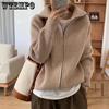 Flip Collar Double Zipper Knitted Sweater Sweater Jacket Women's Cardigan High-end Double Zipper Autumn and Winter Outerwear Women