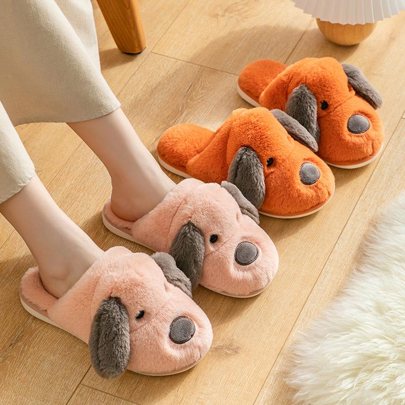 Fashion Slippers Cotton Autumn and Winter New Plush Warm Indoor Men and Women Couple Plush Slippers Corgi Hip Slippers Zapatillas