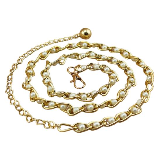 Waist Chain Faux Pearls Unfading Metal Useful Sweet Waist Belt Chain for School