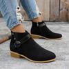 Women's Ankle Boots Retro Suede Casual Short Boots Pointe Toe Chelsea Boots for Women Side Zipper Ankle Boot Botas Mujer