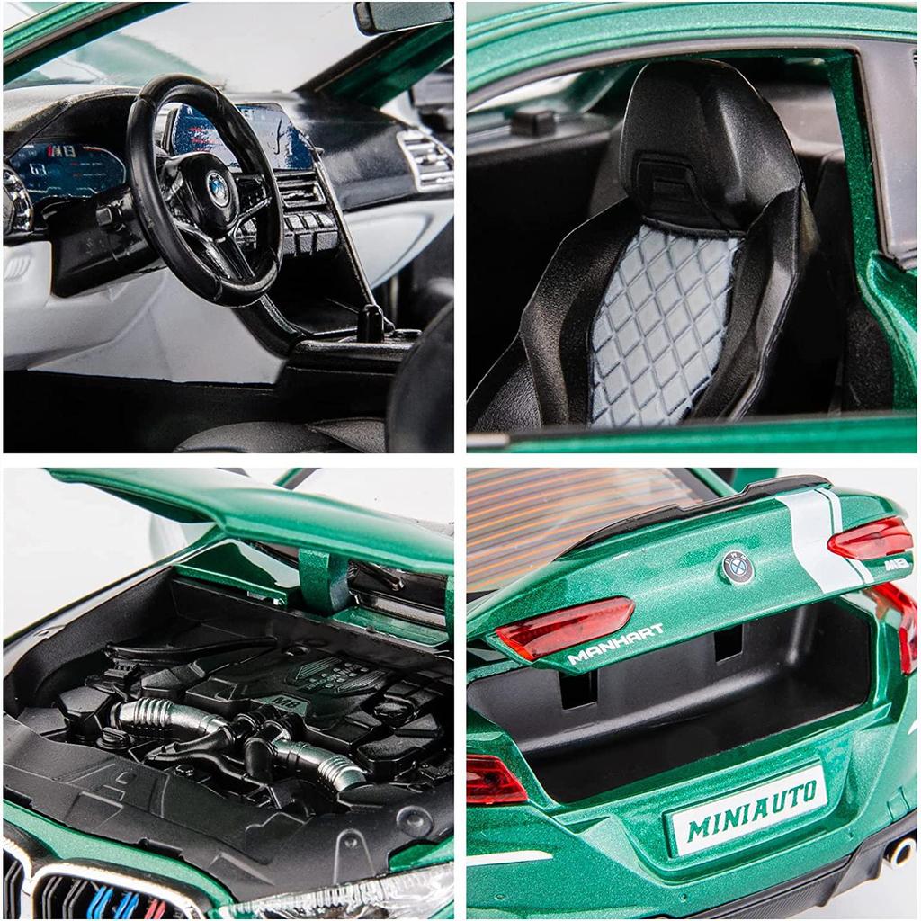 1:24 Scale M8 Model Car, Zinc Alloy Pull Back Toy Car with Sound and Light for Kids Boy Girl