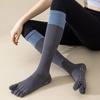 Women Five Toes Pilates Yoga Socks Professional Silicone Anti-slip Fitness Sports Socks Solid Color Cotton Knee Socks Stockings