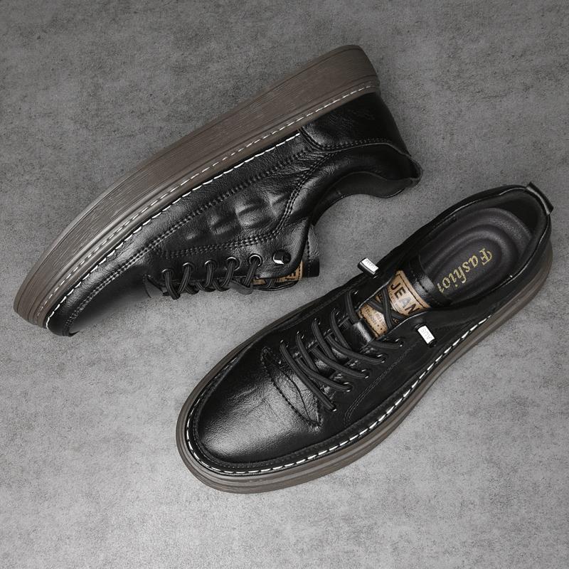 Comfy Leather Men Shoes Personality Men's Casual Shoes Comfortable Male Sneakers Lace Up Skate Flats for Man New Vulcanize Shoes