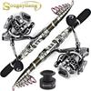 Carbon Fiber Spinning Fishing Rod and Fishing Reel Combos Telescopic Fishing Pole Spinning Reels