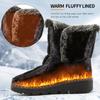 Women Autumn Winter Rabbit Fur High Barrel Warm Velcro Waterproof Snow Boots
