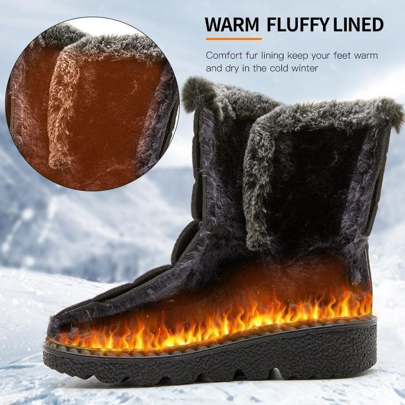 Women Autumn Winter Rabbit Fur High Barrel Warm Velcro Waterproof Snow Boots